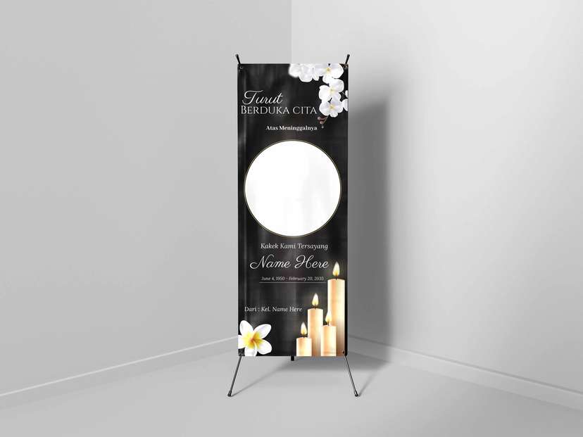 X-Banner Duka Cita Hitam Elegan - Image 1