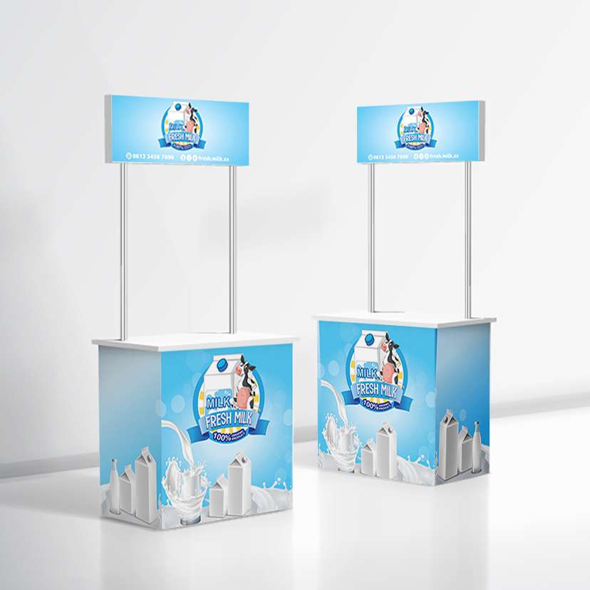 Event Desk Booth Promosi – Desain Fresh Milk - Image 1
