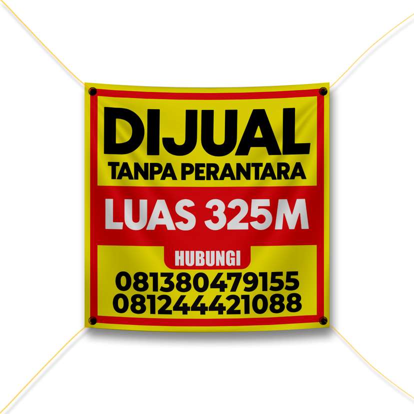 Banner Informasi Tanah / Lahan Dijual Latar Kuning Merah - Image 1