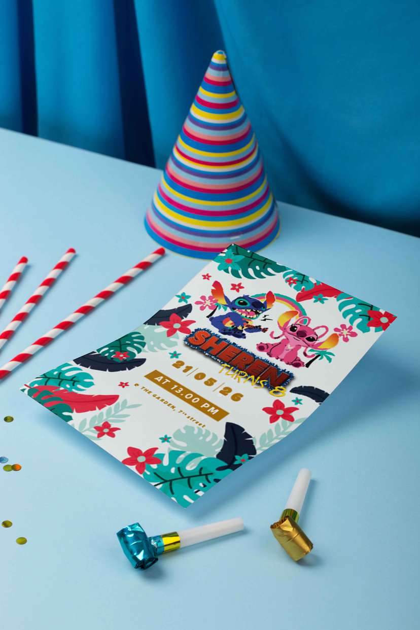 Undangan Ulang Tahun Anak Tema Pantai & Kartun - Image 1