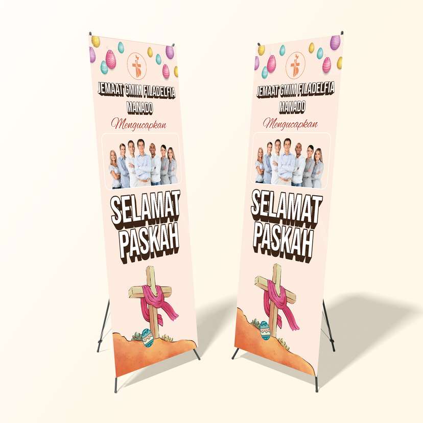 X Banner Paskah Tema Warna Krem - Image 1