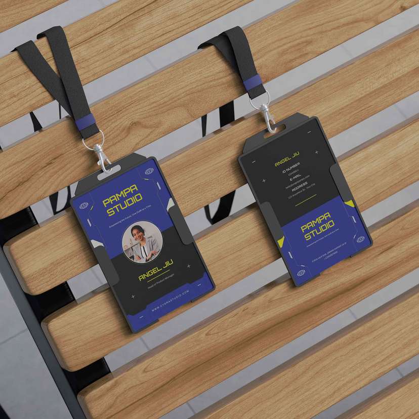 ID Card Stylish & Futuristik Tema Biru Tua dan Hitam - Image 1