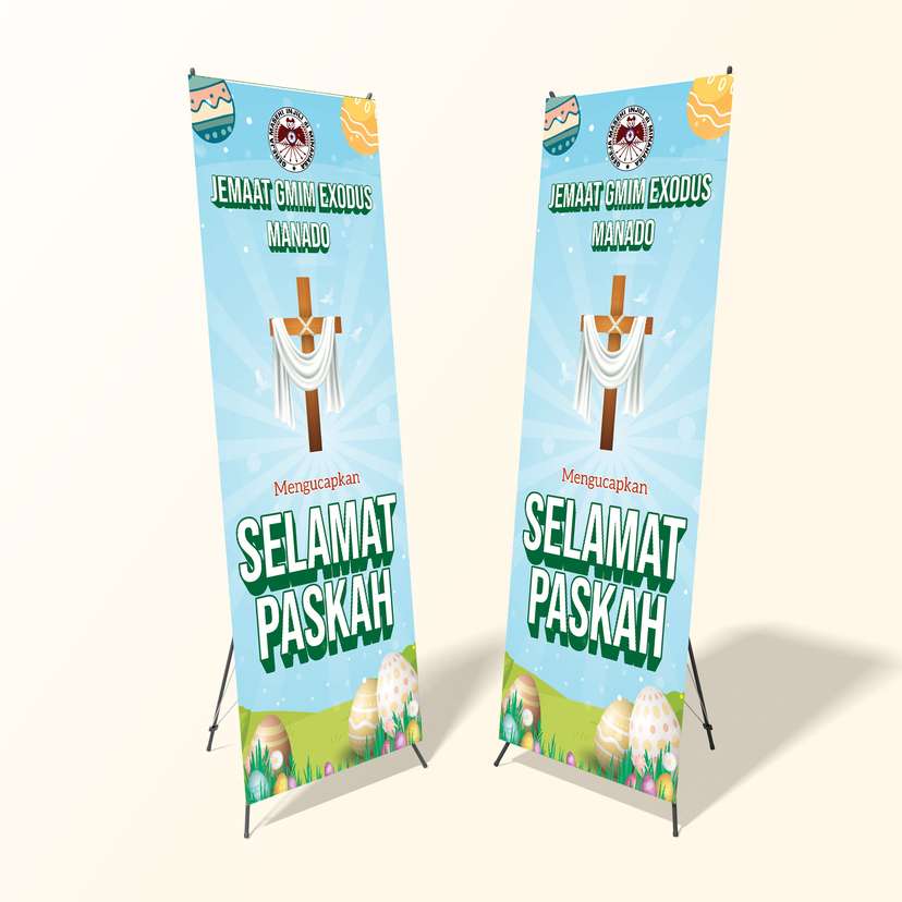 X Banner Paskah Warna Biru Hijau - Image 1