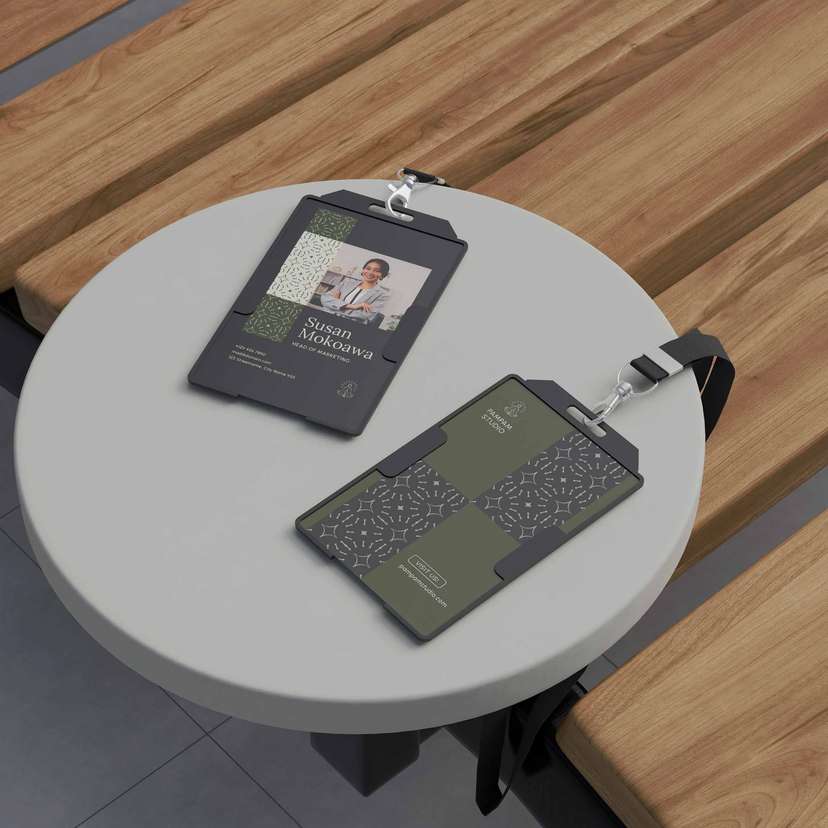 ID Card Elegan & Natural untuk Tim Kreatif Modern Tema Olive Green dan Hitam Pekat - Image 2