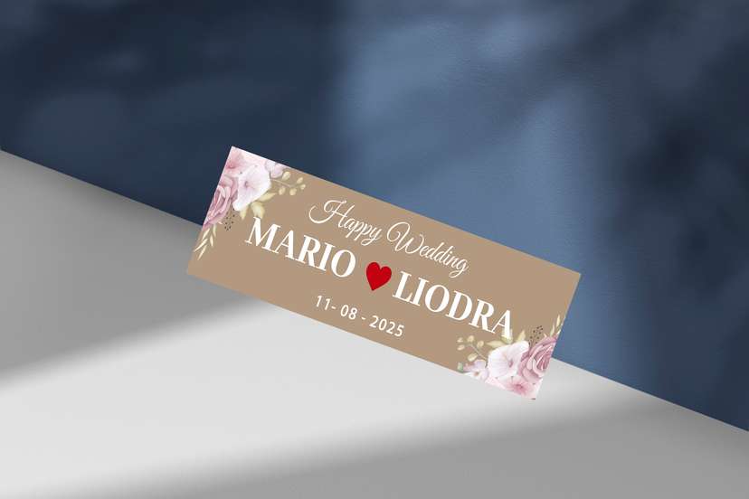 Wedding Plat Coklat Soft Putih Nuansa Bunga Pink - Image 1