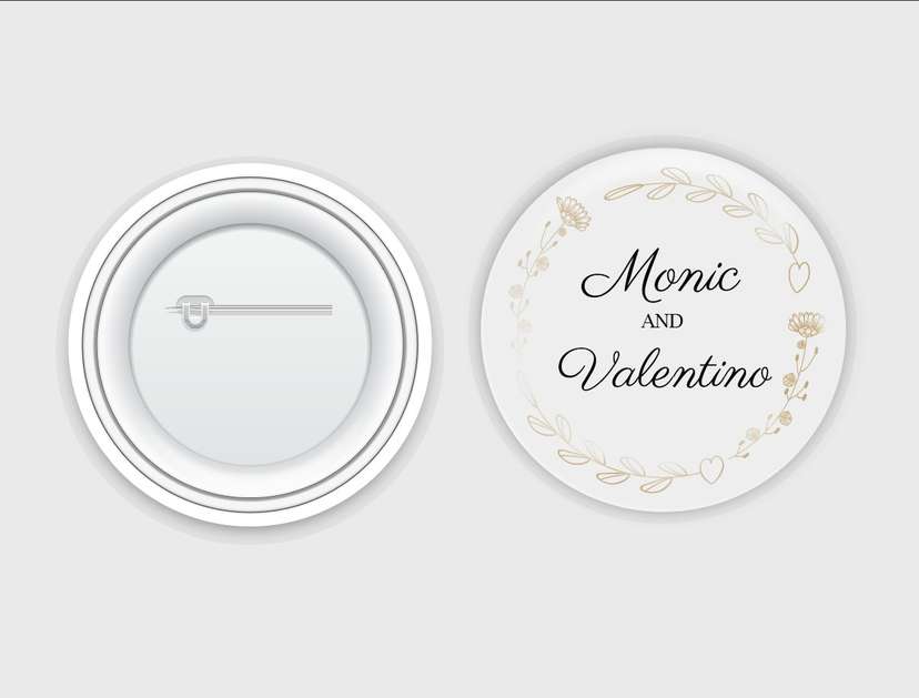 Pin Pernikahan Elegan dengan Sentuhan Bunga dan Hati - Image 1