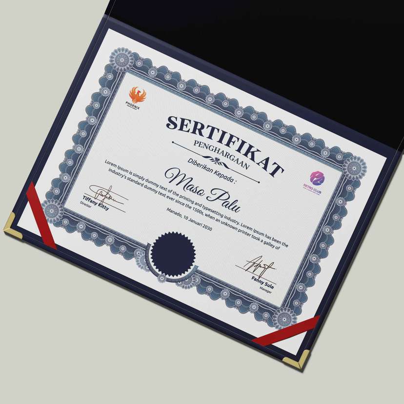 Sertifikat Penghargaan Biru Elegan Bingkai Klasik 🏅 - Image 1