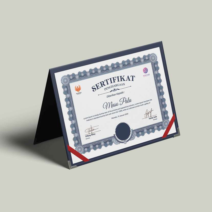Sertifikat Penghargaan Biru Elegan Bingkai Klasik 🏅 - Image 2