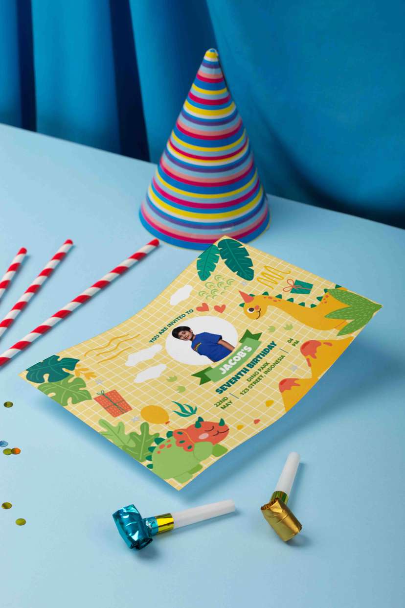 Undangan Ulang Tahun Anak Tema Dinosaurus Seru - Image 1