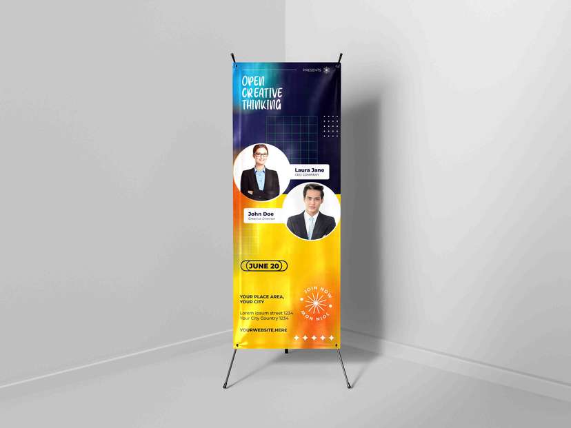 X-Banner Seminar dengan Desain Modern dan Dinamis - Image 1