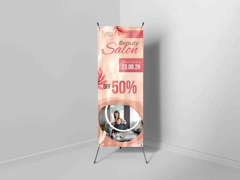 X-Banner Grand Opening Beauty Salon Promo Diskon 50% - Image 1