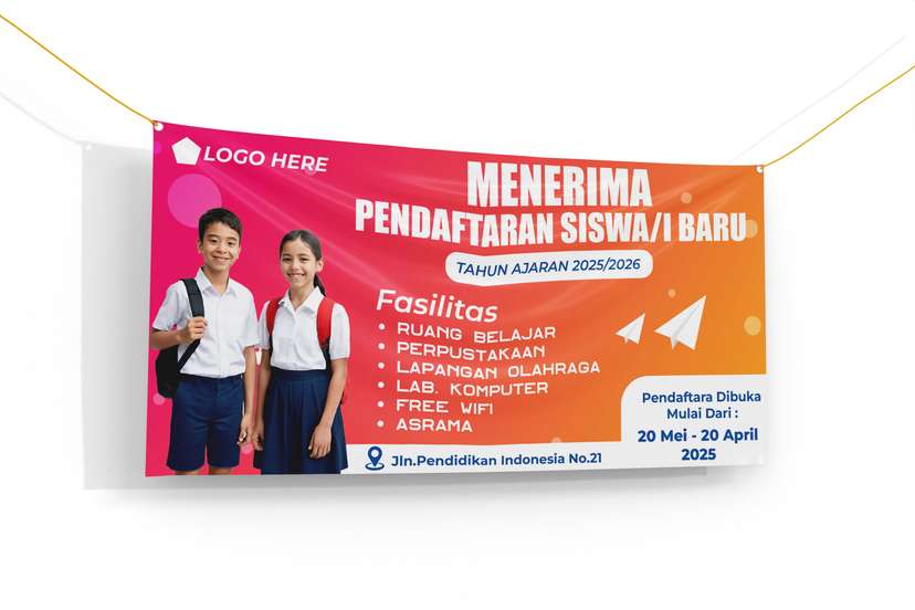 Banner Penerimaan dan Pendaftaran Murid Baru Warna Orange Merah - Image 1