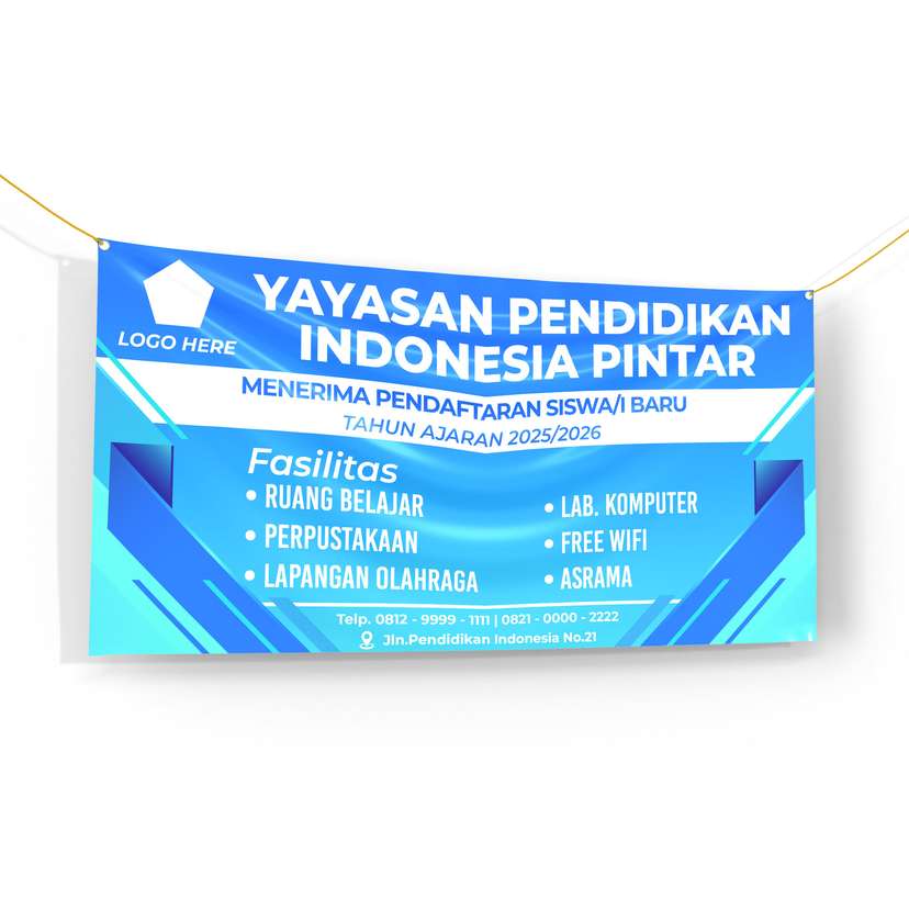 Banner Sekolah Penerimaan dan Pendaftaran Murid Baru Dengan Nuansa Biru Cerah - Image 1