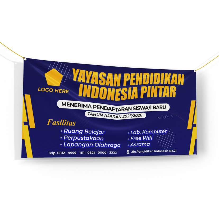 Banner Sekolah Penerimaan dan Pendaftaran Murid Baru Latar Biru Tua - Image 1