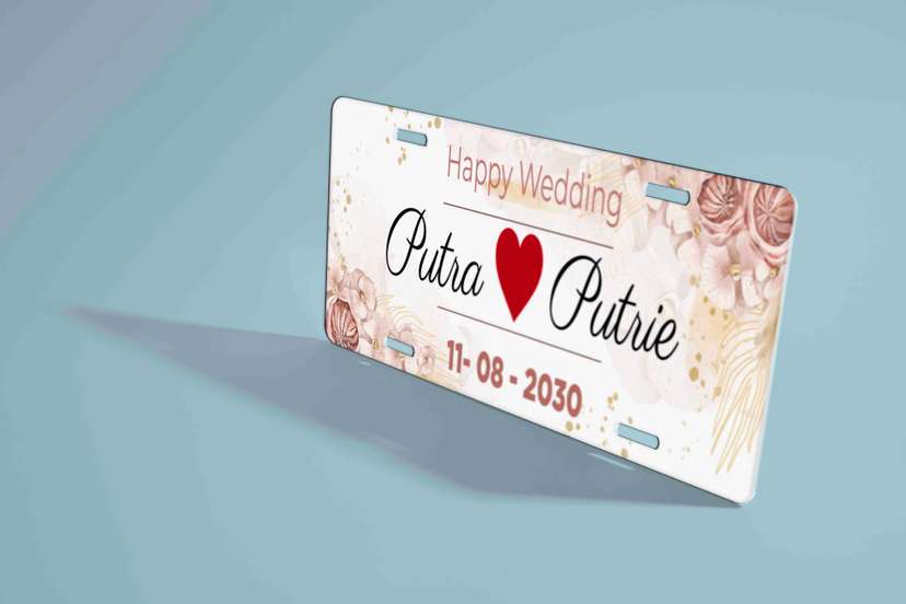 Plat Pernikahan Mewah Nuansa Gold dan Floral Rose - Image 1