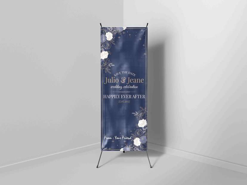 X-Banner Pernikahan Nuansa Navy Elegant - Image 1