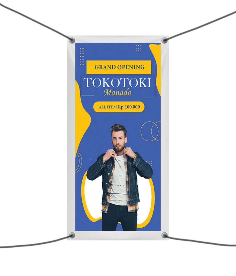 Spanduk Grand Opening Tokotoki Manado - All Item Rp100.000 - Image 1