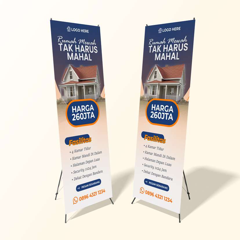 X Banner Promo Perumahan / Rumah Murah Dominan Biru Tua - Image 1