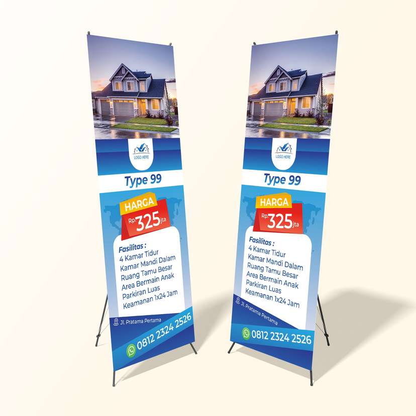 X Banner Promo Perumahan / Rumah Murah Dominan Biru - Image 1