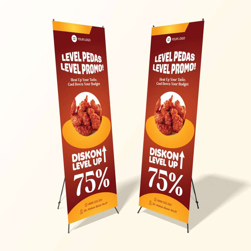 Standing X Banner Promo Makanan Ayam Goreng Pedas - Image 1