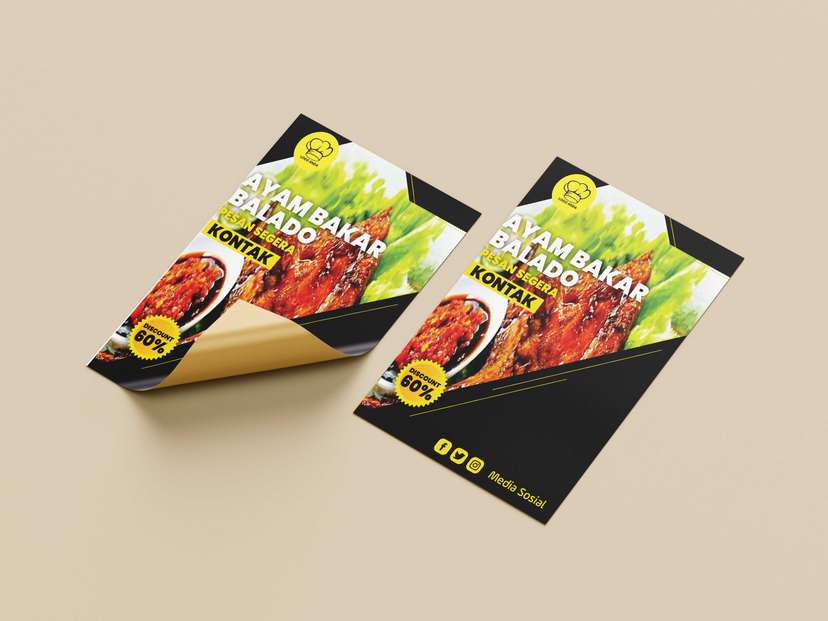 Flyer Promo Makanan Ayam Bakara Balado Template Hitam - Image 1