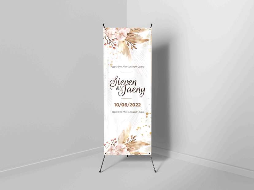 X-Banner Pernikahan Floral Pastel - Image 1
