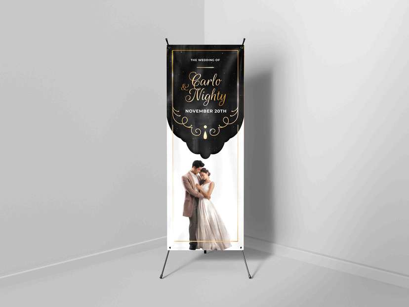 X-Banner Wedding dengan Sentuhan Elegan Hitam-Putih - Image 1