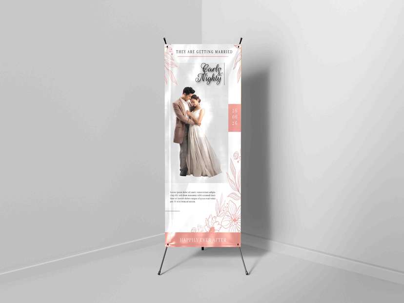 X-Banner Wedding dengan Sentuhan Floral Minimalis - Image 1