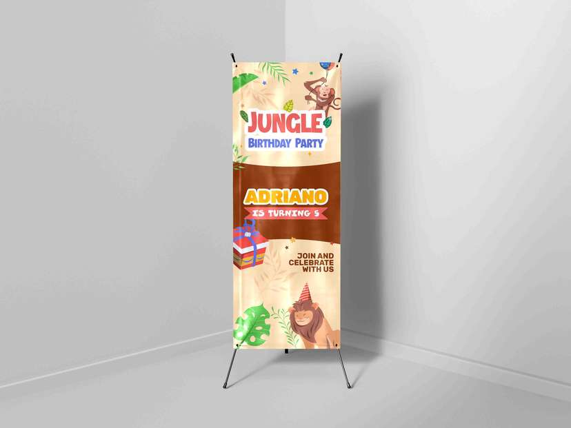 X-Banner Ulang Tahun Anak Tema Jungle Party - Image 1