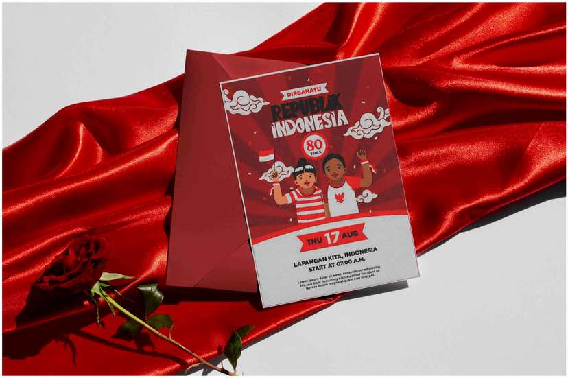 Undangan Meriah HUT RI ke-80 dengan Ilustrasi Persatuan - Image 1