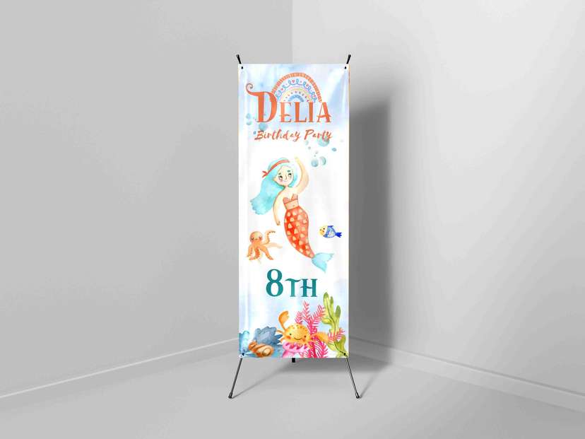 X-Banner Ulang Tahun Anak Tema Putri Duyung - Image 1