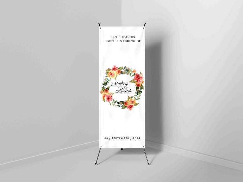 X-Banner Pernikahan Floral Wreath dengan Nuansa Minimalis - Image 1