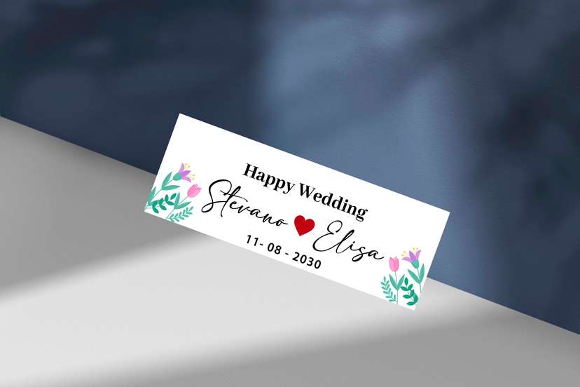 Wedding Plat Floral Simple dengan Ilustrasi Tulip Kartun - Image 1