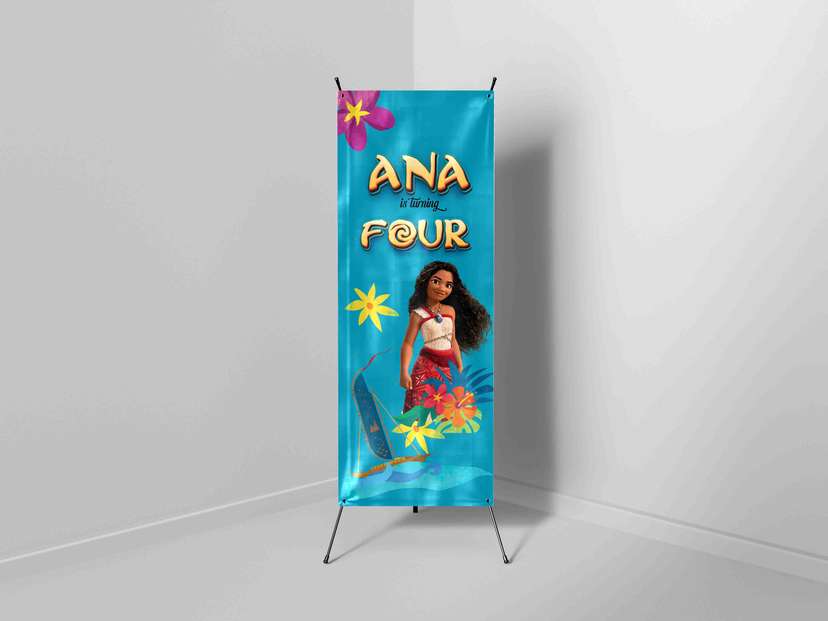 X-Banner Ulang Tahun Anak Tema Moana Tropikal - Image 1