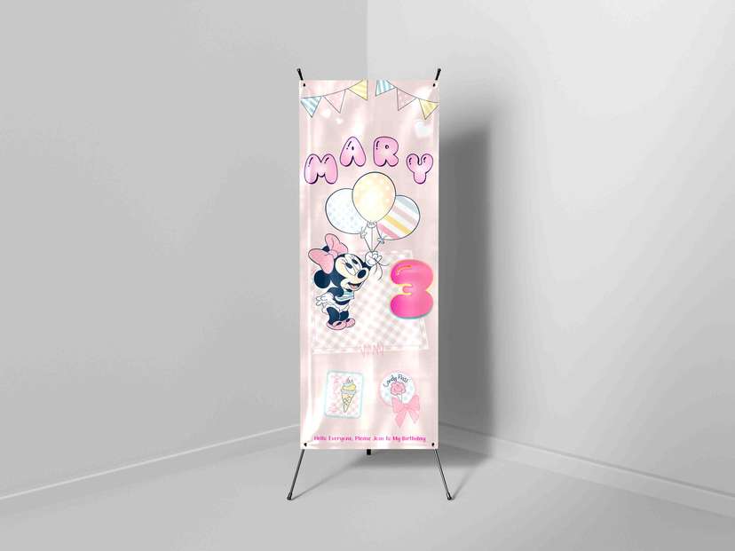 X-Banner Ulang Tahun Anak Balon Pastel Tema Lembut & Ceria - Image 1