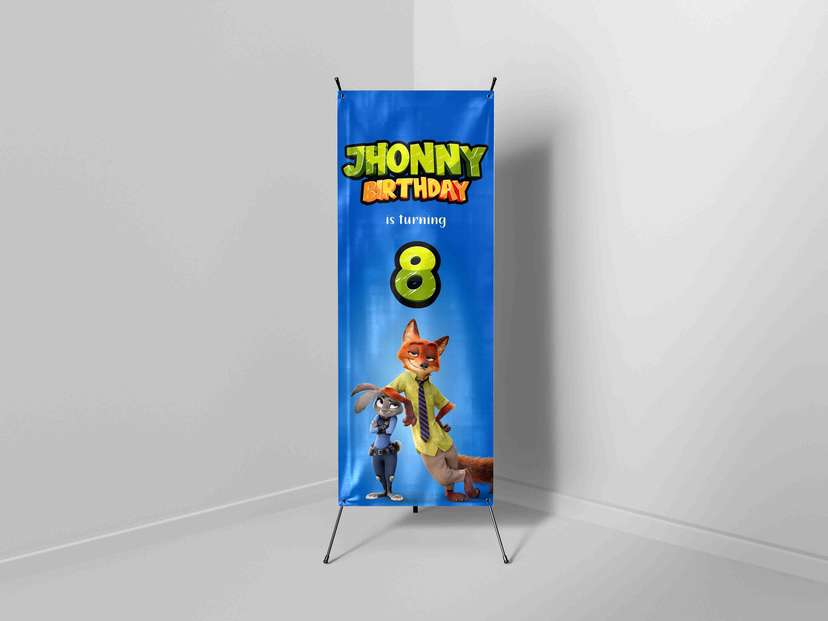 X-Banner Ulang Tahun Anak Tema Detektif Zootopia - Image 1