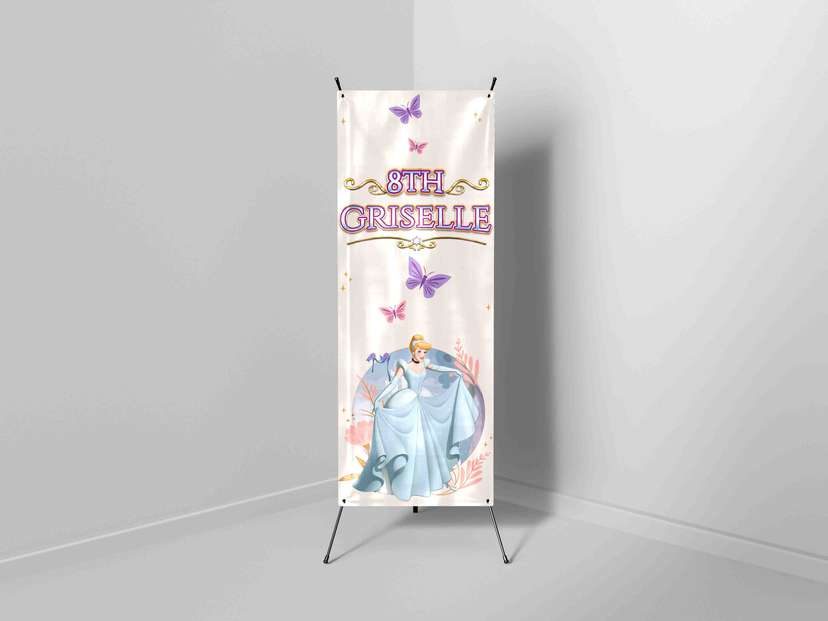 X-Banner Ulang Tahun Anak Tema Princess Elegan - Image 1