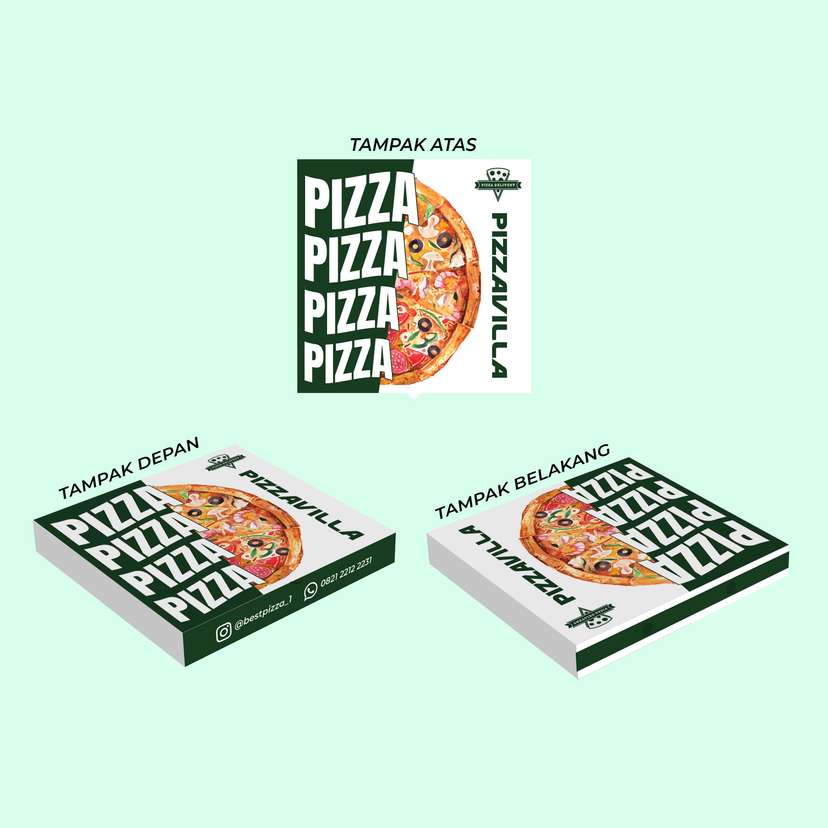 Box Packaging Makanan Pizza Dengan Tema Hijau - Image 1