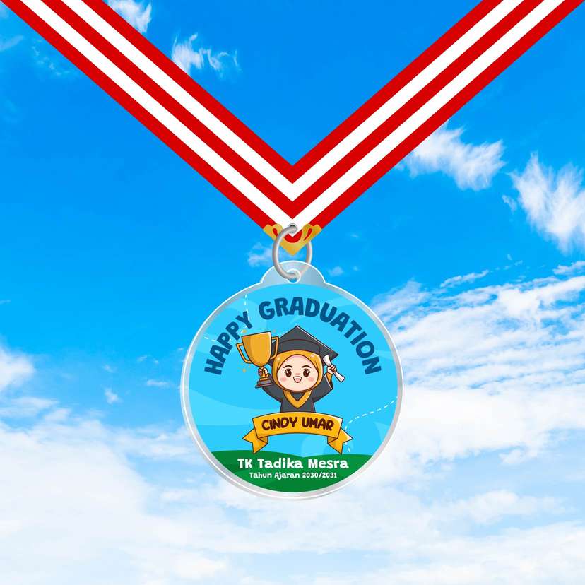Medali Akrilik Kelulusan/Wisuda Sekolah Lucu - Tema Biru ๐
- Image 1