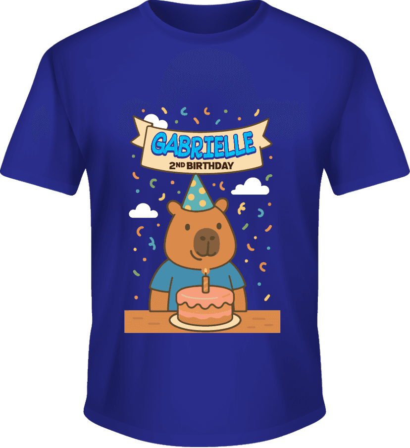 Kaos Ulang Tahun dengan Karakter Capybara - Image 1