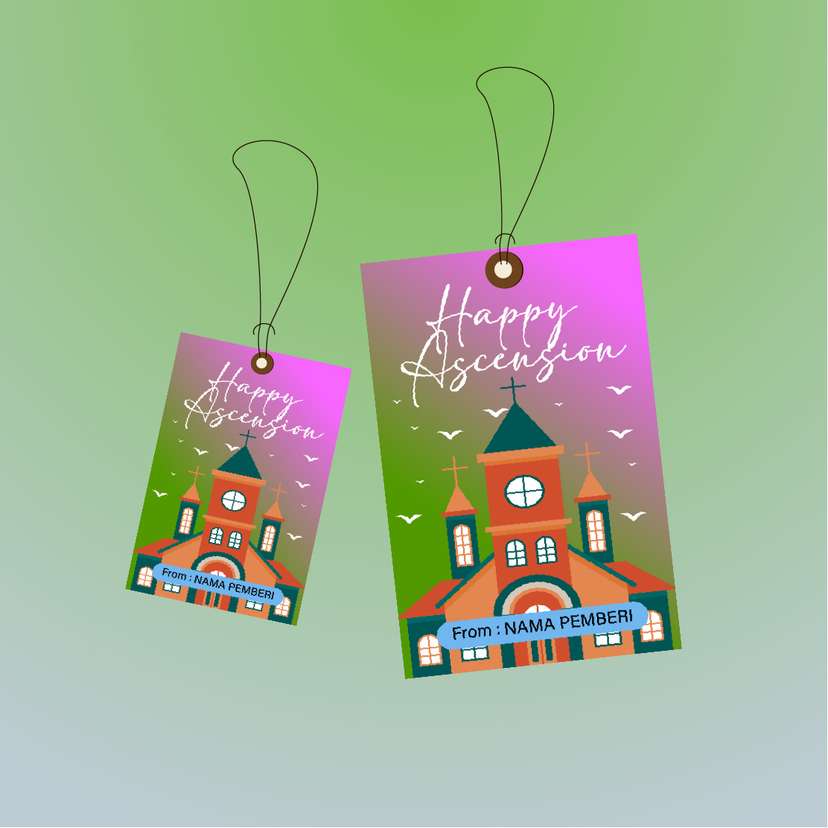 Hangtag Happy Ascension Ilustrasi Gereja - Image 1