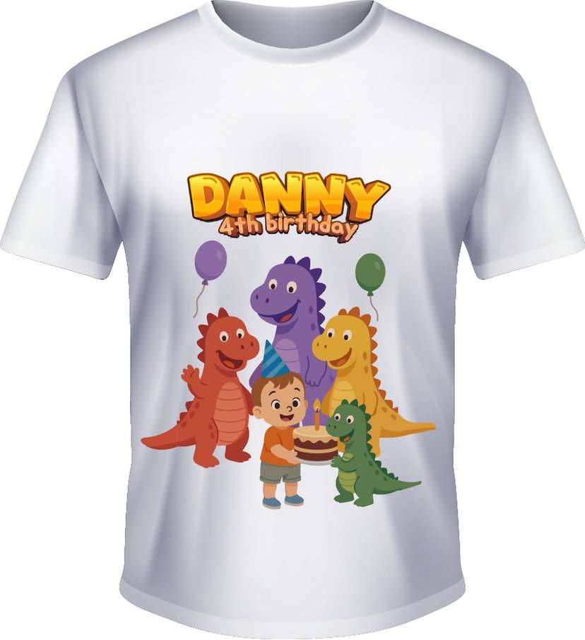 Kaos Ulang Tahun Anak Tema Dinosaurus Ceria - Image 1