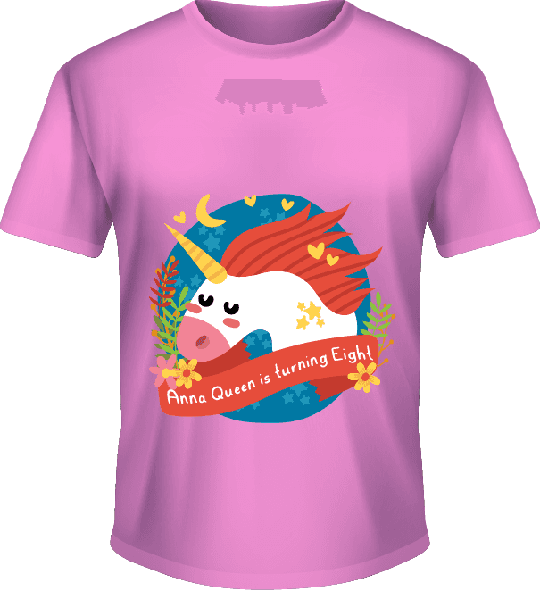 Kaos Ulang Tahun Anak Perempuan Tema Unicorn Warna Pink - Image 1