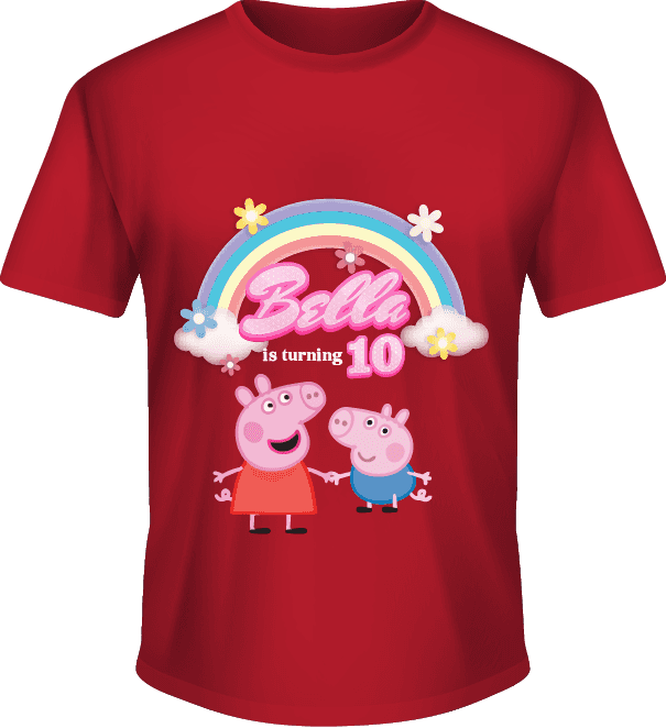 Kaos Ulang Tahun Anak Tema Peppa Pig Usia 10 Tahun Warna Merah - Image 1