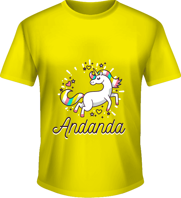 Kaos Anak Perempuan Warna Kuning dengan Unicorn dan Nama Custom - Image 1