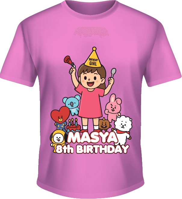 Kaos Ulang Tahun Anak Perempuan Tema BT21 - Image 1