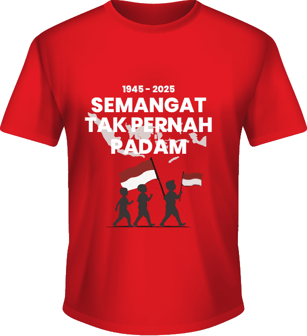 Kaos Merah Nasional “Semangat Tak Pernah Padam” Edisi 80 Tahun Kemerdekaan - Image 1