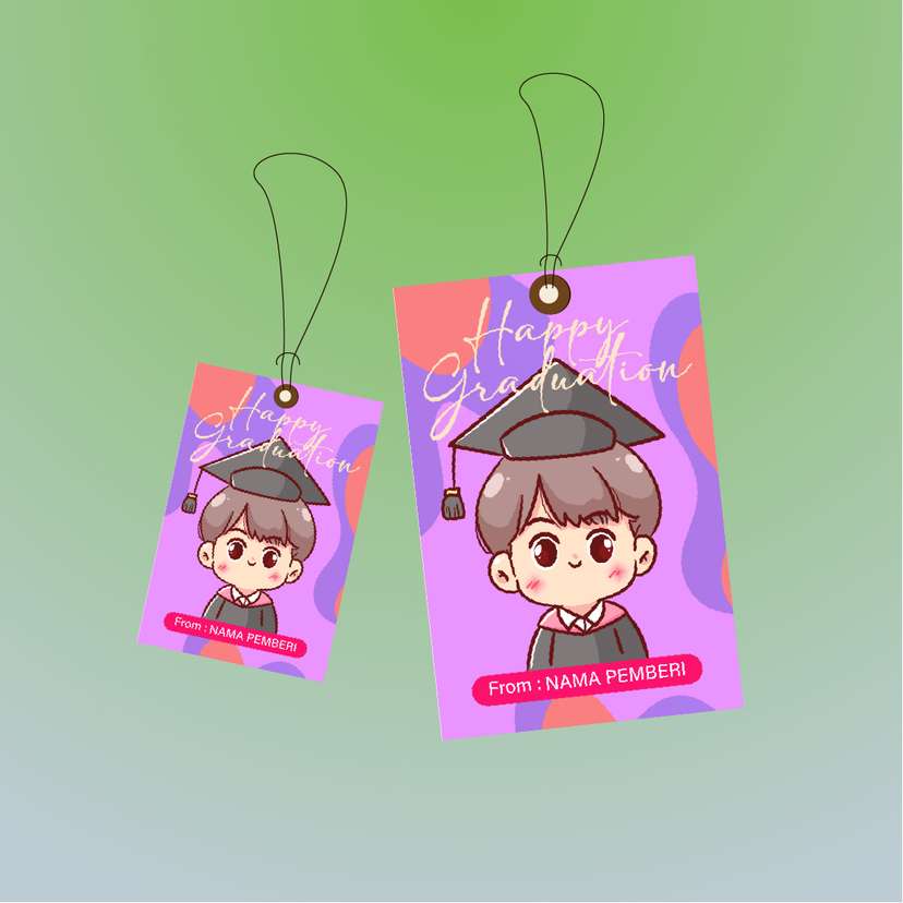 Hangtag Graduation Anak Laki-Laki Lucu Warna Pink - Image 1