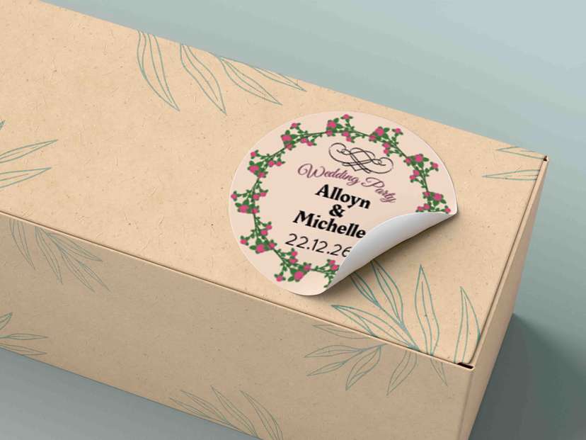 Stiker Wedding Party Floral Peach - Image 1