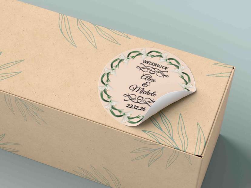 Stiker Wedding Lily Elegant dengan Frame Bunga Melengkung - Image 1